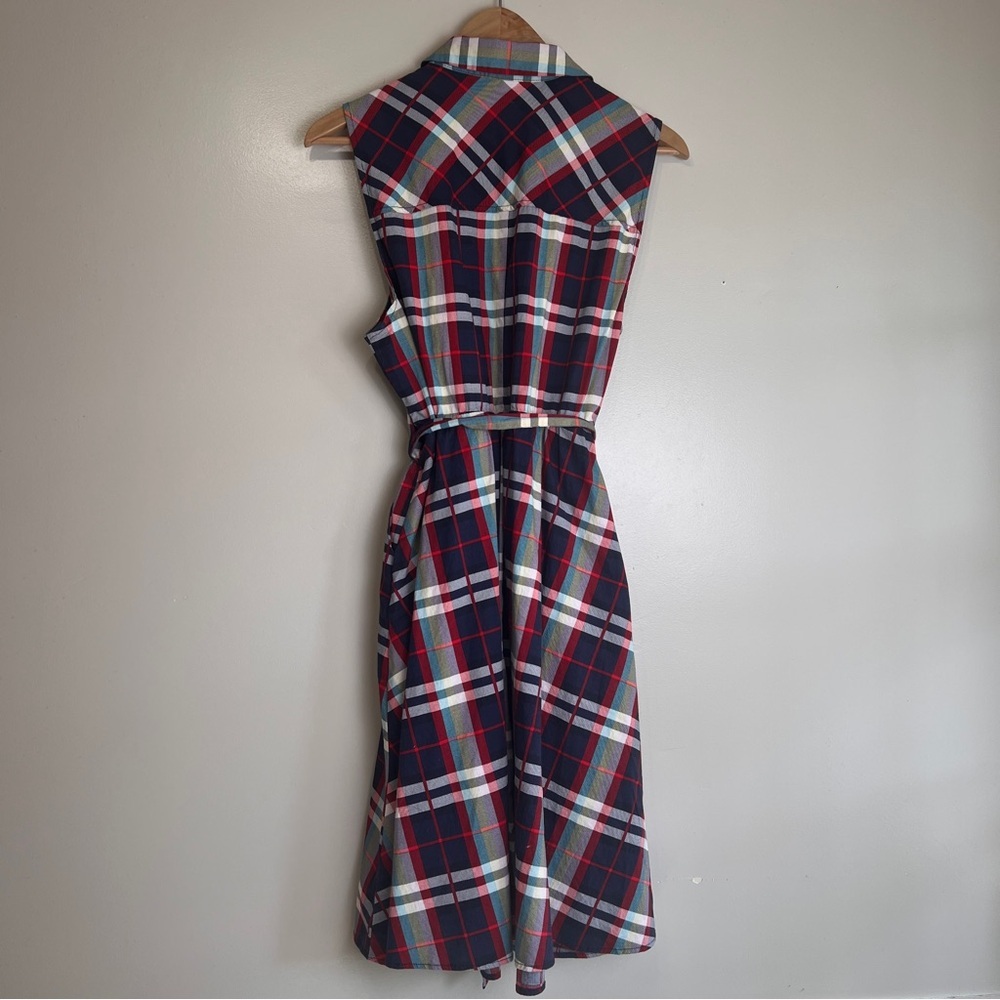 Torrid Women's 1 or 1X Collared Sleeveless Poplin Plaid Skater Dress Pockets EUC - Picture 5 of 8